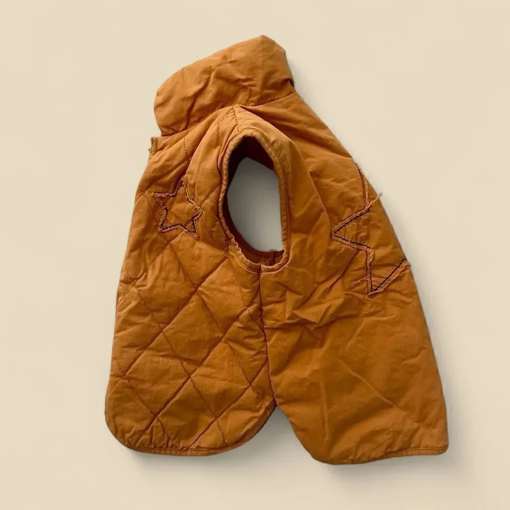 Kids Quilted Puffer Vest Stitch Star Orange